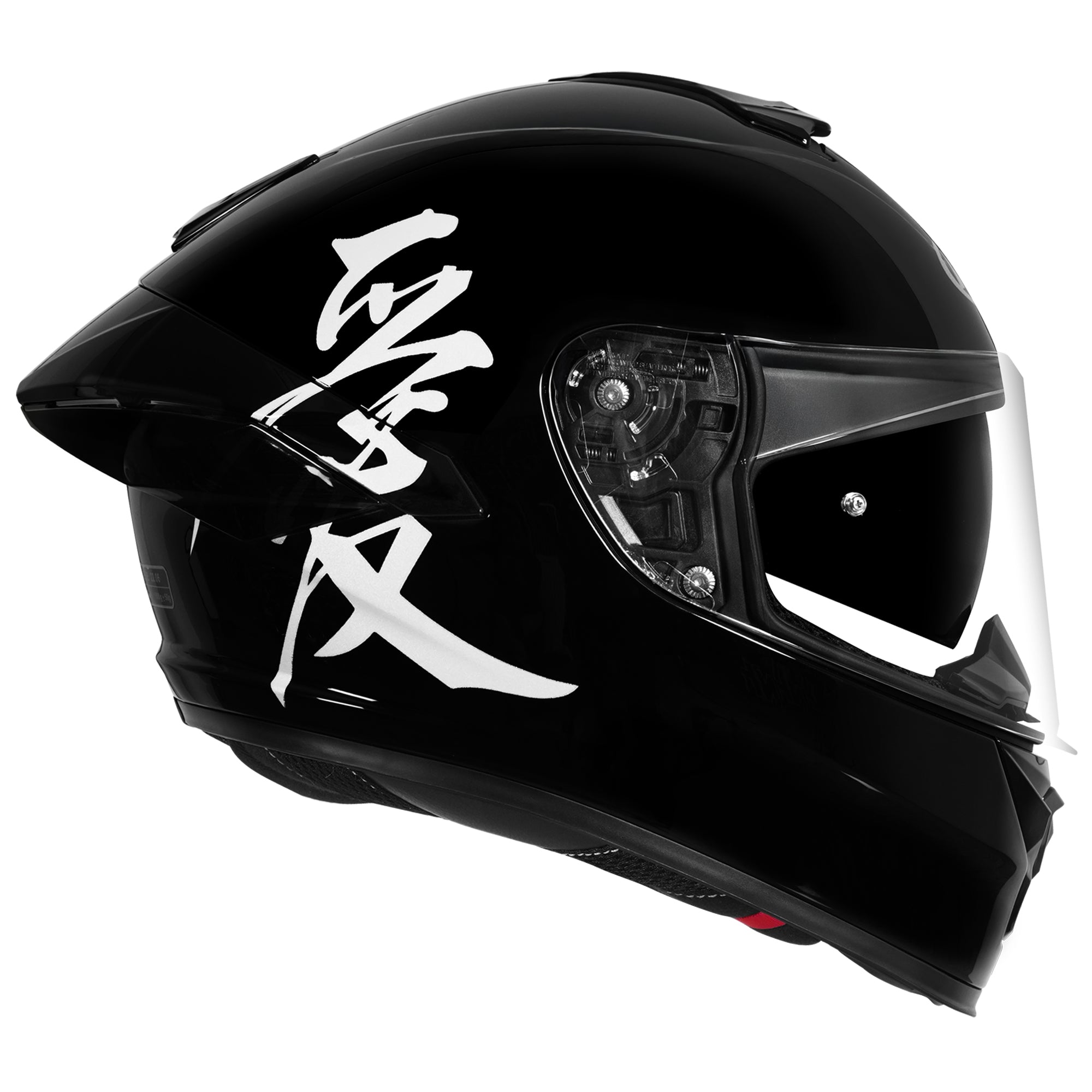 black motorcycle white helmet K5R KANJI BLACK GLOSSY – NHK Helmets