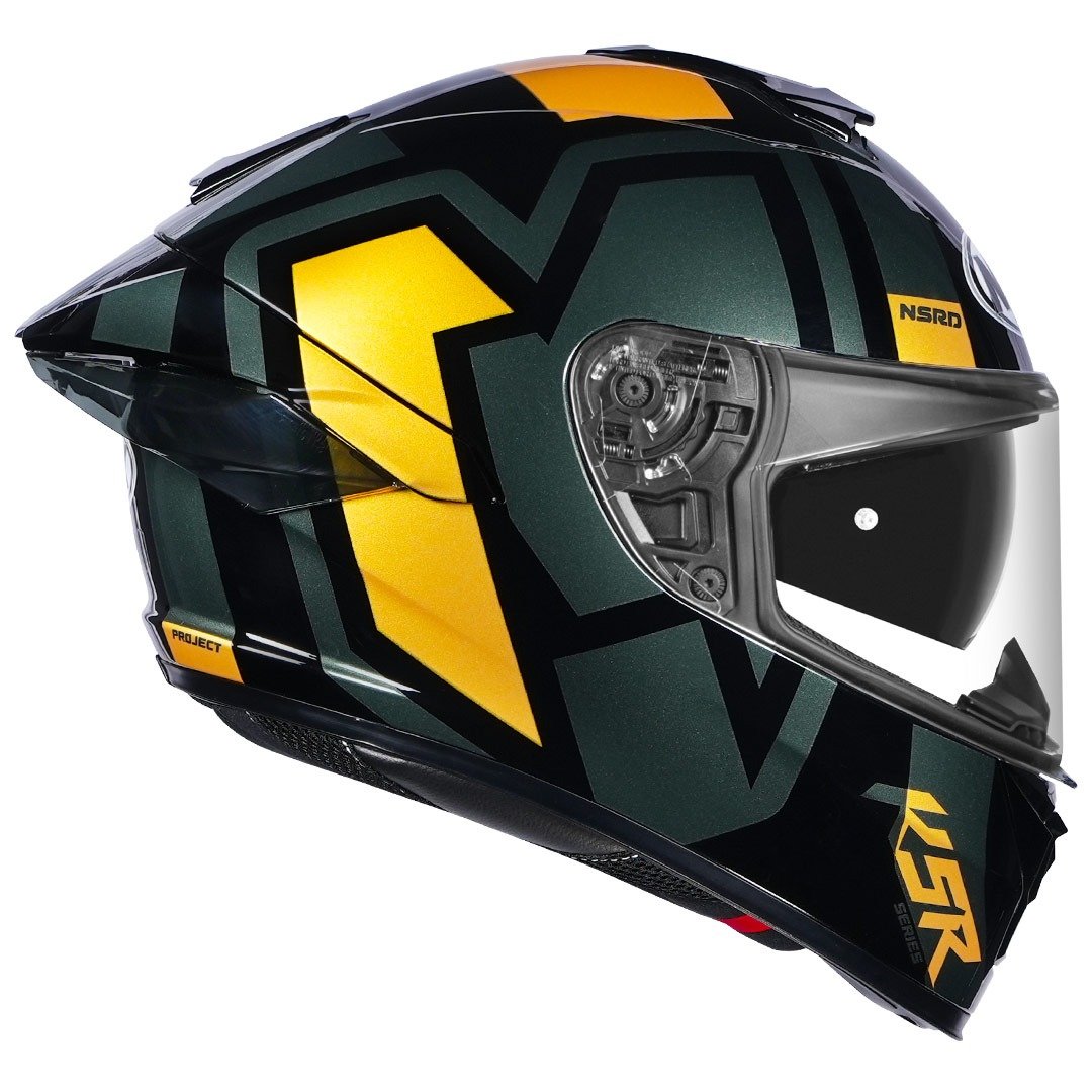 black and gold motorcycle helmets K5R SHIELD BLACK GREY GOLD GLOSSY – NHK Helmets