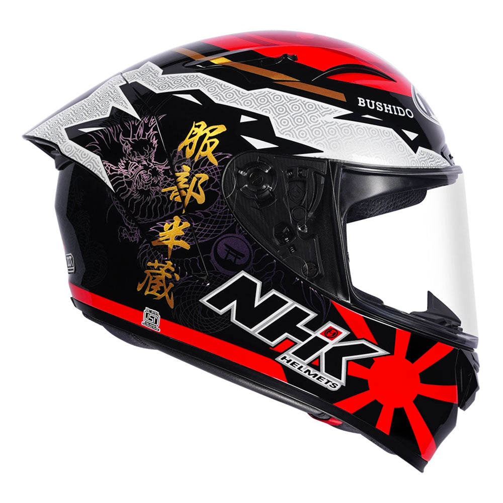 helm nhk fullface GP R TECH STREET MIHA #1 BLACK RED GLOSSY – NHK Helmets