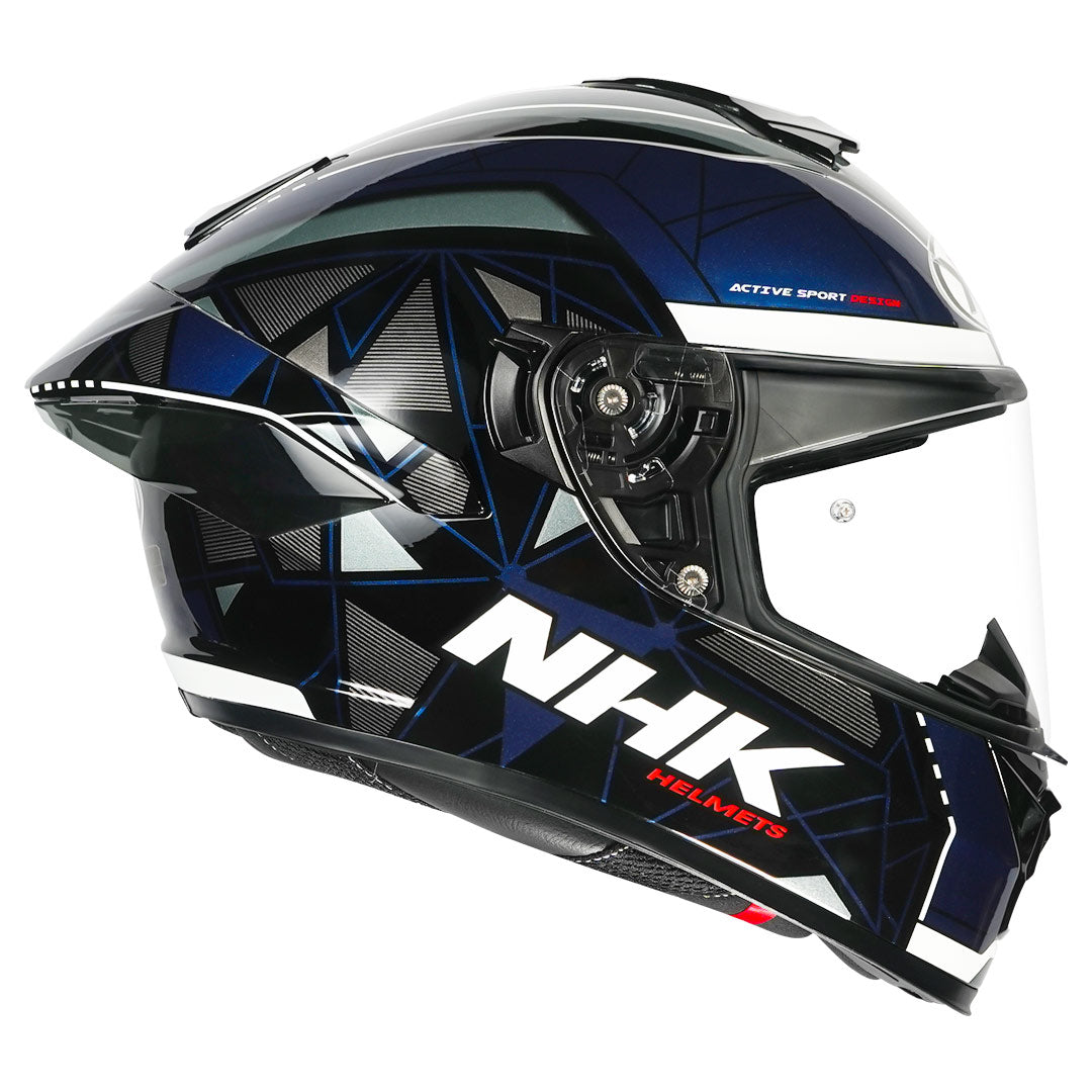 blue motorcycle helmets K5R TRIANGLE BLACK BLUE GLOSSY – NHK Helmets