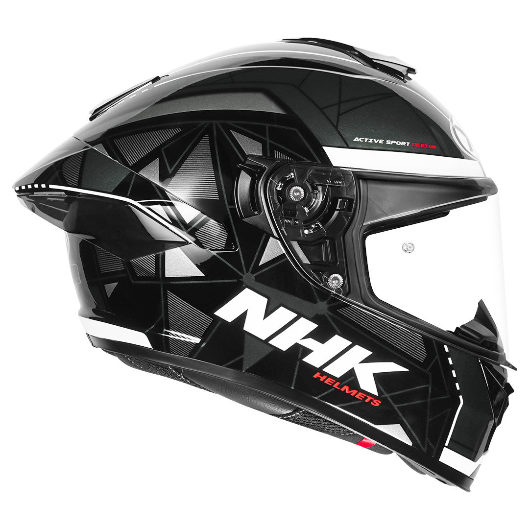 black and silver motorcycle helmet K5R TRIANGLE BLACK SILVER GLOSSY – NHK Helmets